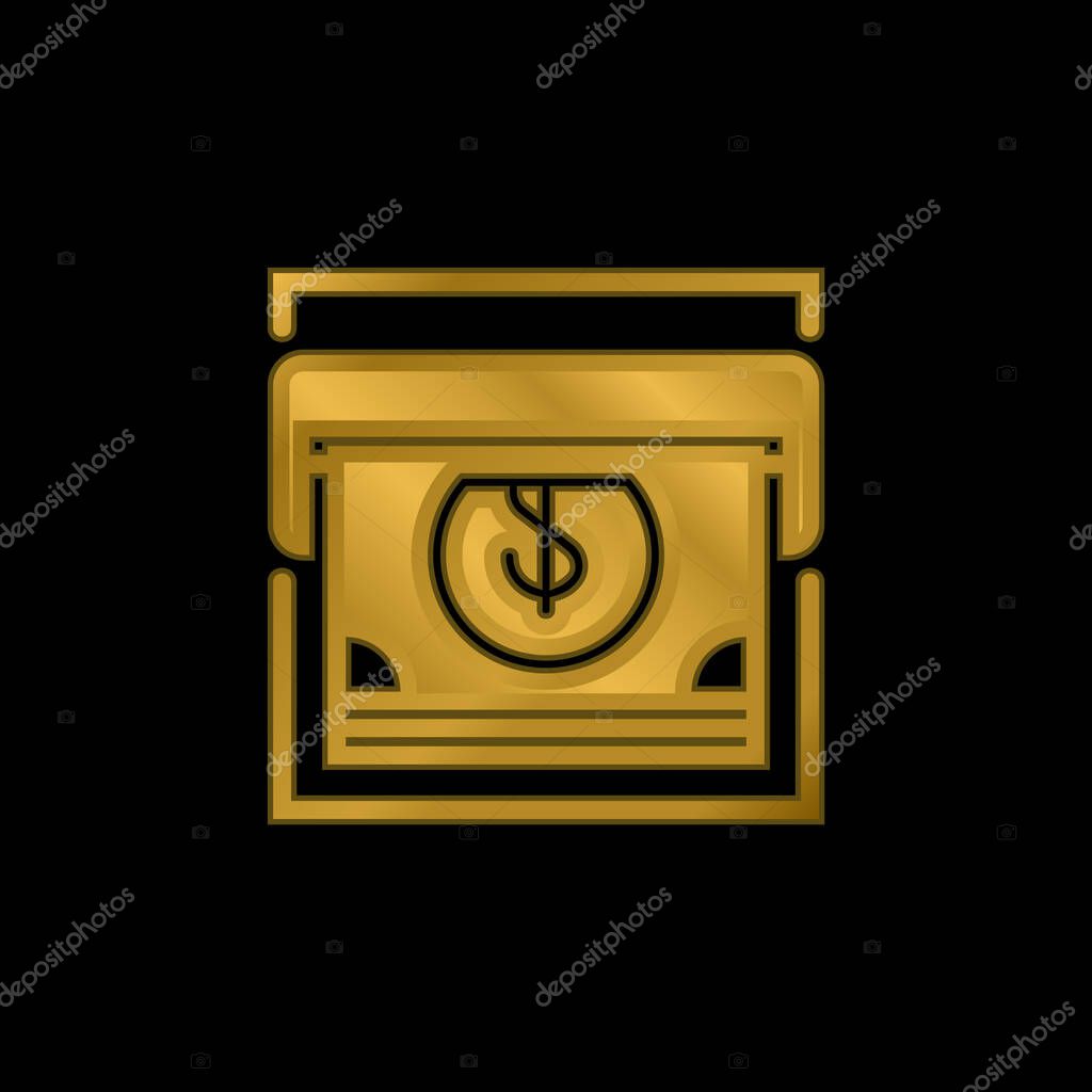 Atm gold plated metalic icon or logo vector