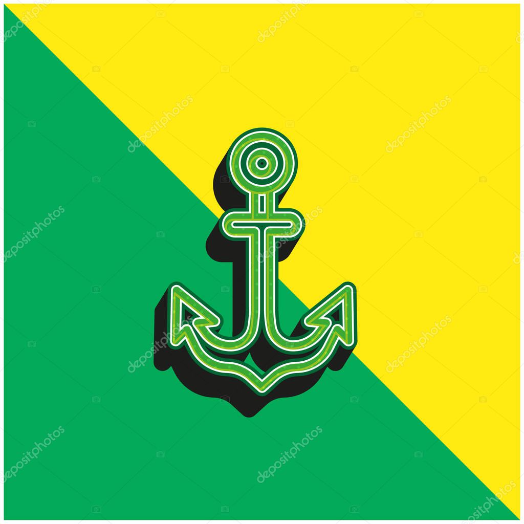 Anchor Green and yellow modern 3d vector icon logo