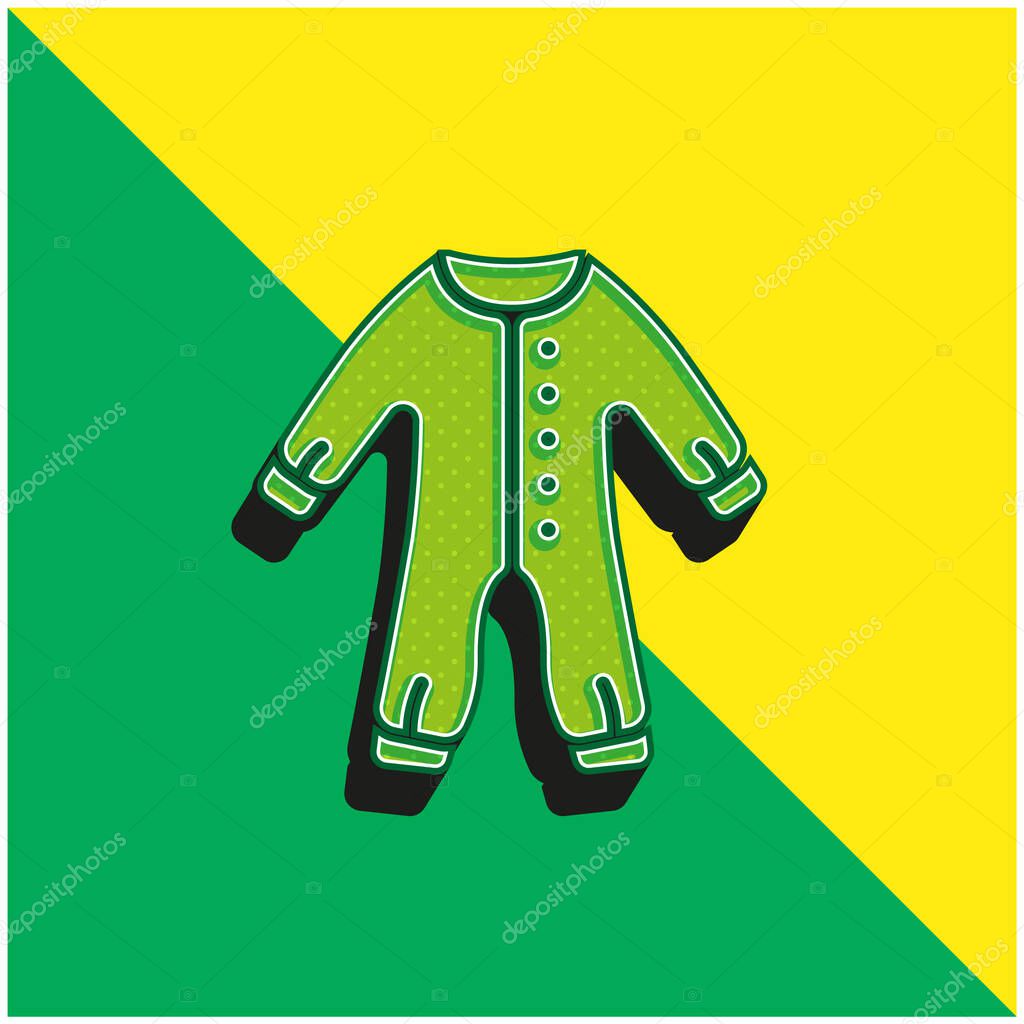 Baby Clothes Green and yellow modern 3d vector icon logo