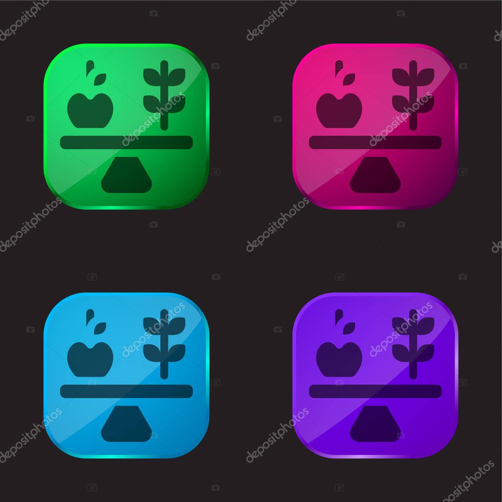 Balance four color glass button icon