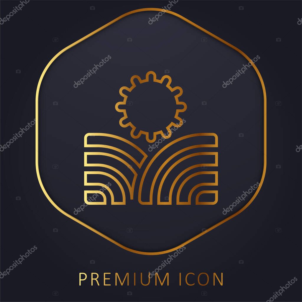 Agriculture golden line premium logo or icon