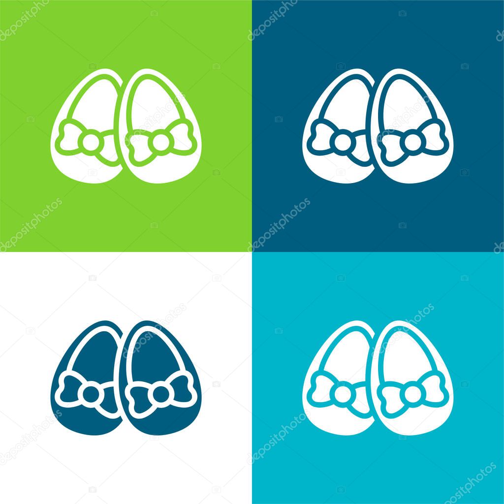 Baby Shoes Flat four color minimal icon set