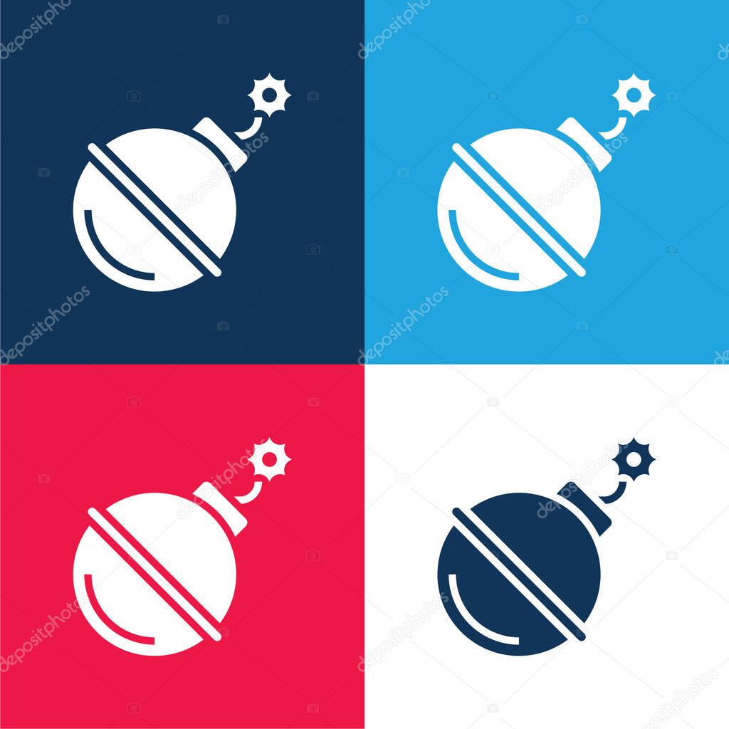 Bomb blue and red four color minimal icon set
