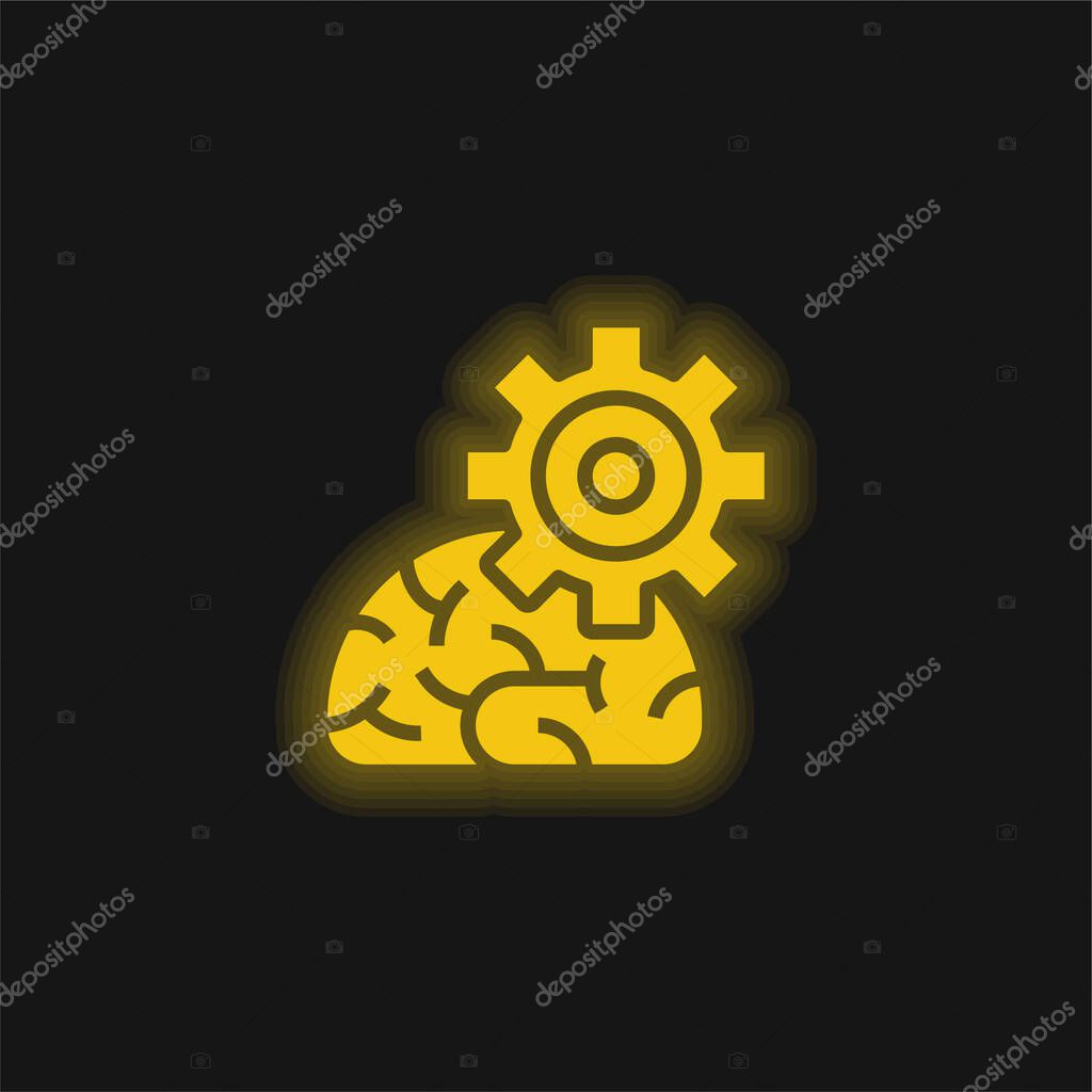Algorithm yellow glowing neon icon