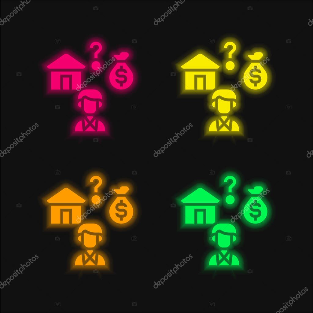 Affordable four color glowing neon vector icon