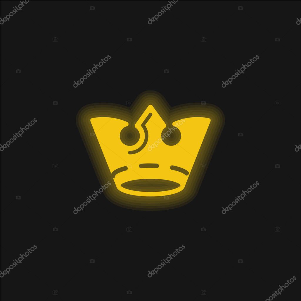 Crown yellow glowing neon icon