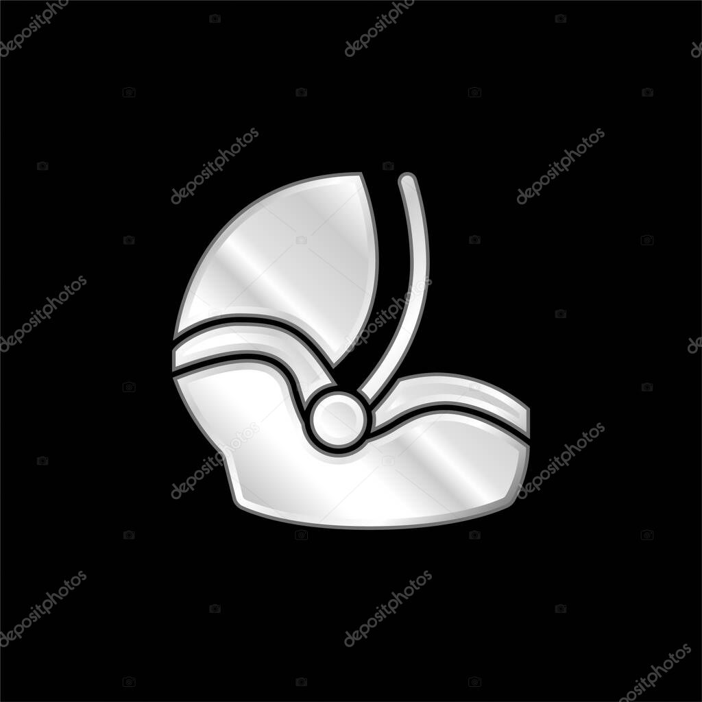 Baby Car Seat silver plated metallic icon