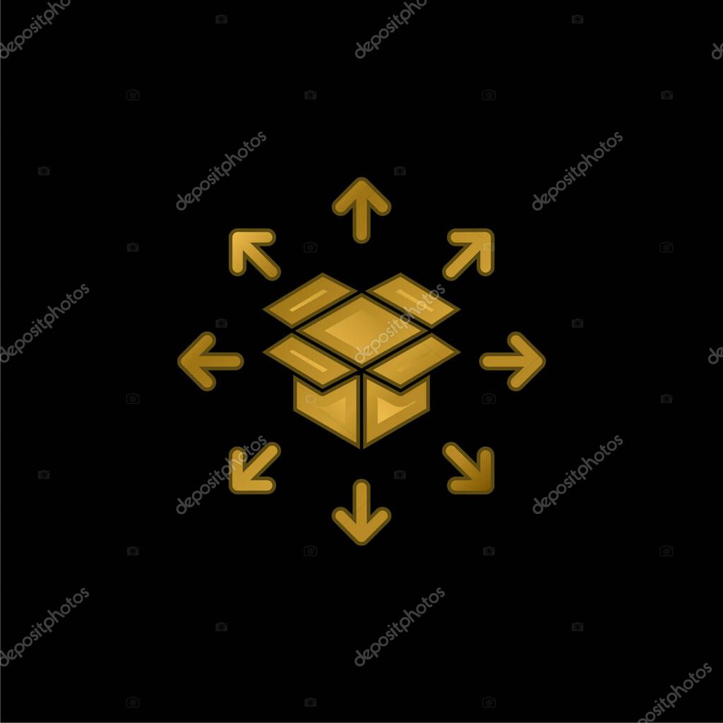 Box gold plated metalic icon or logo vector