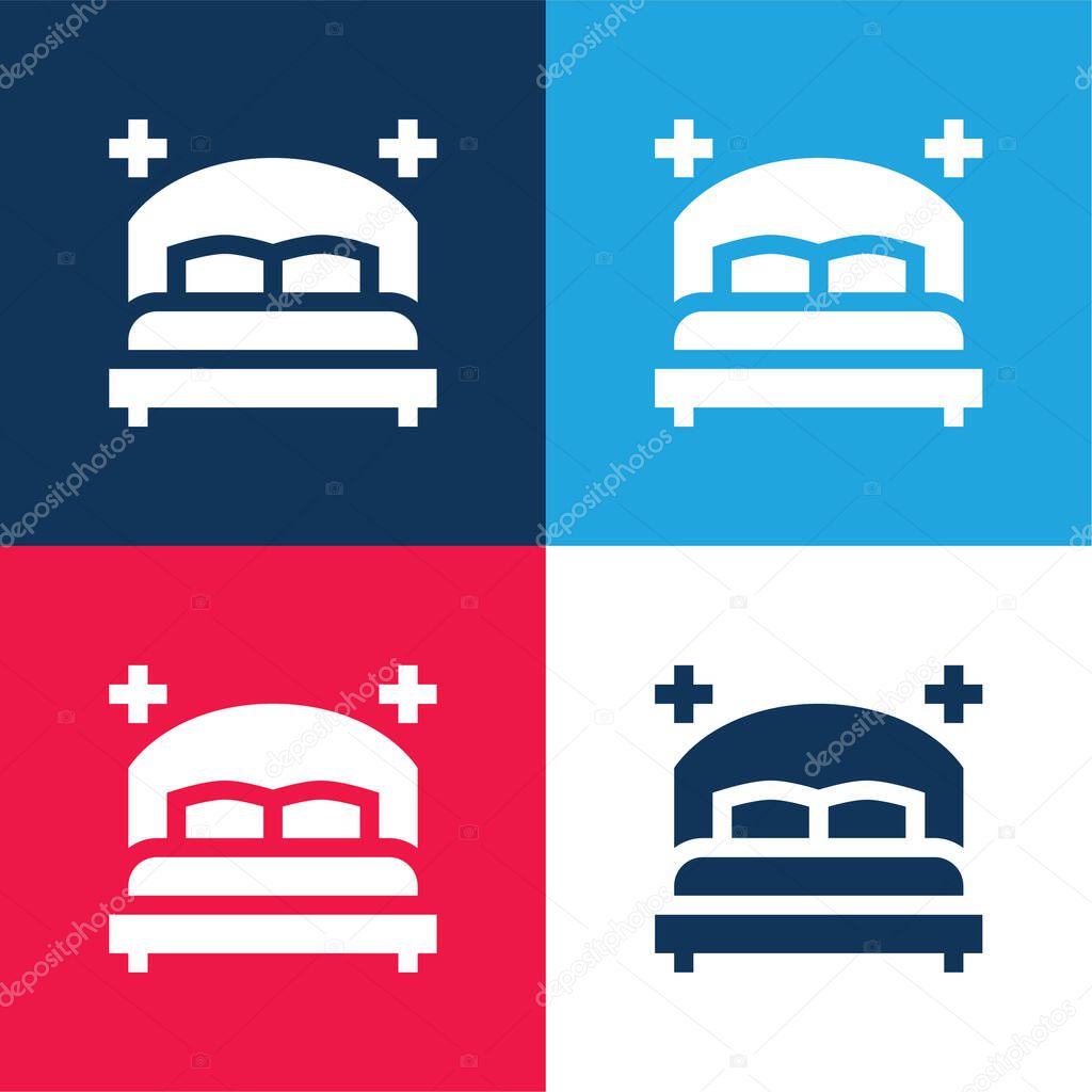 Bedroom blue and red four color minimal icon set