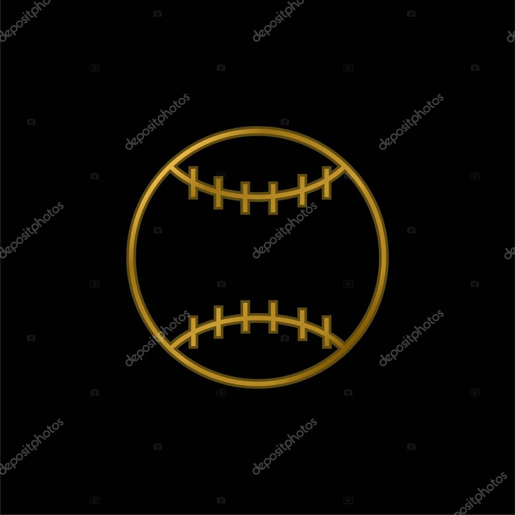 Ball Of American Football gold plated metalic icon or logo vector
