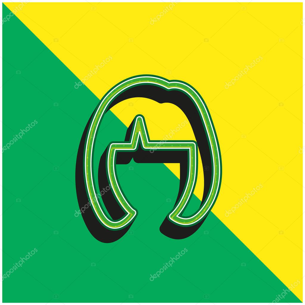 Blond Female Short Hair Shape Green and yellow modern 3d vector icon logo