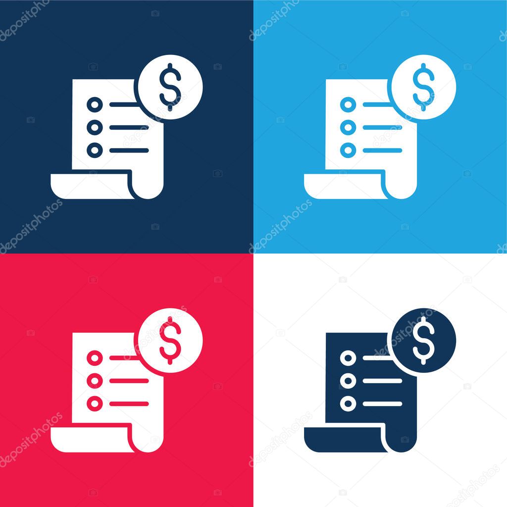 Bill blue and red four color minimal icon set