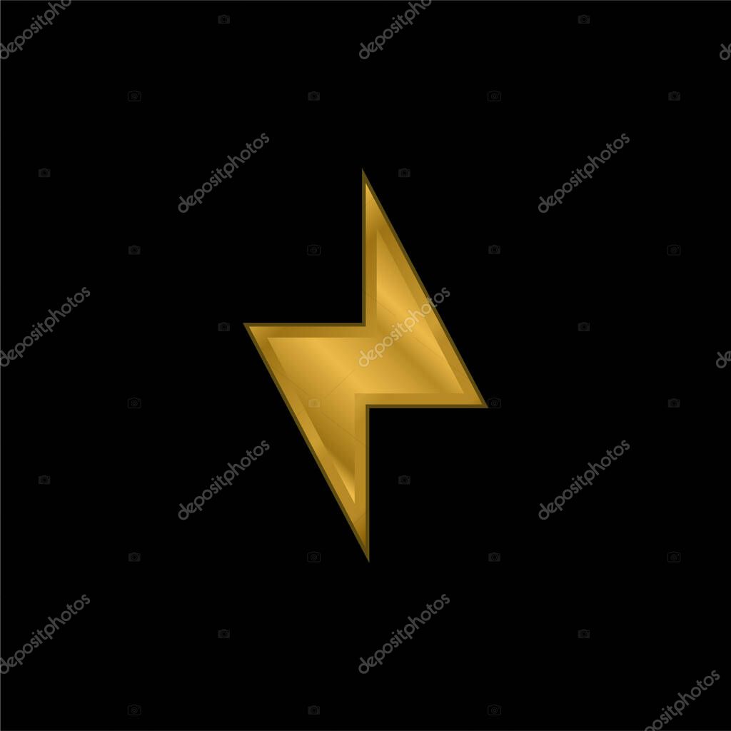 Bolt gold plated metalic icon or logo vector