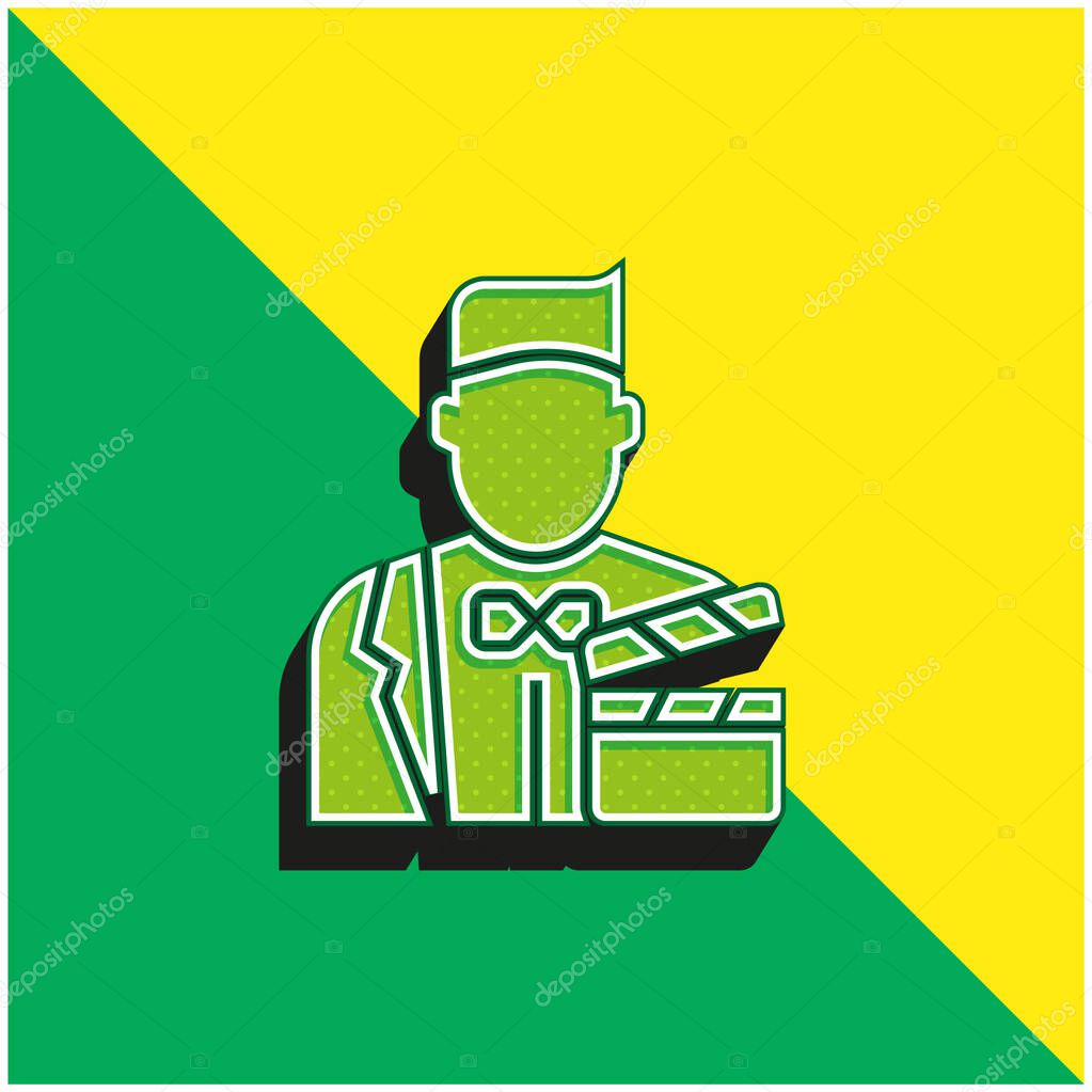 Actor Green and yellow modern 3d vector icon logo