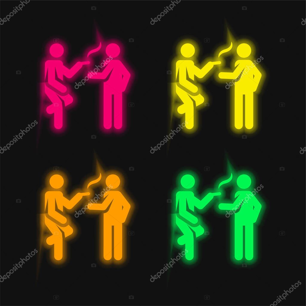 Break four color glowing neon vector icon