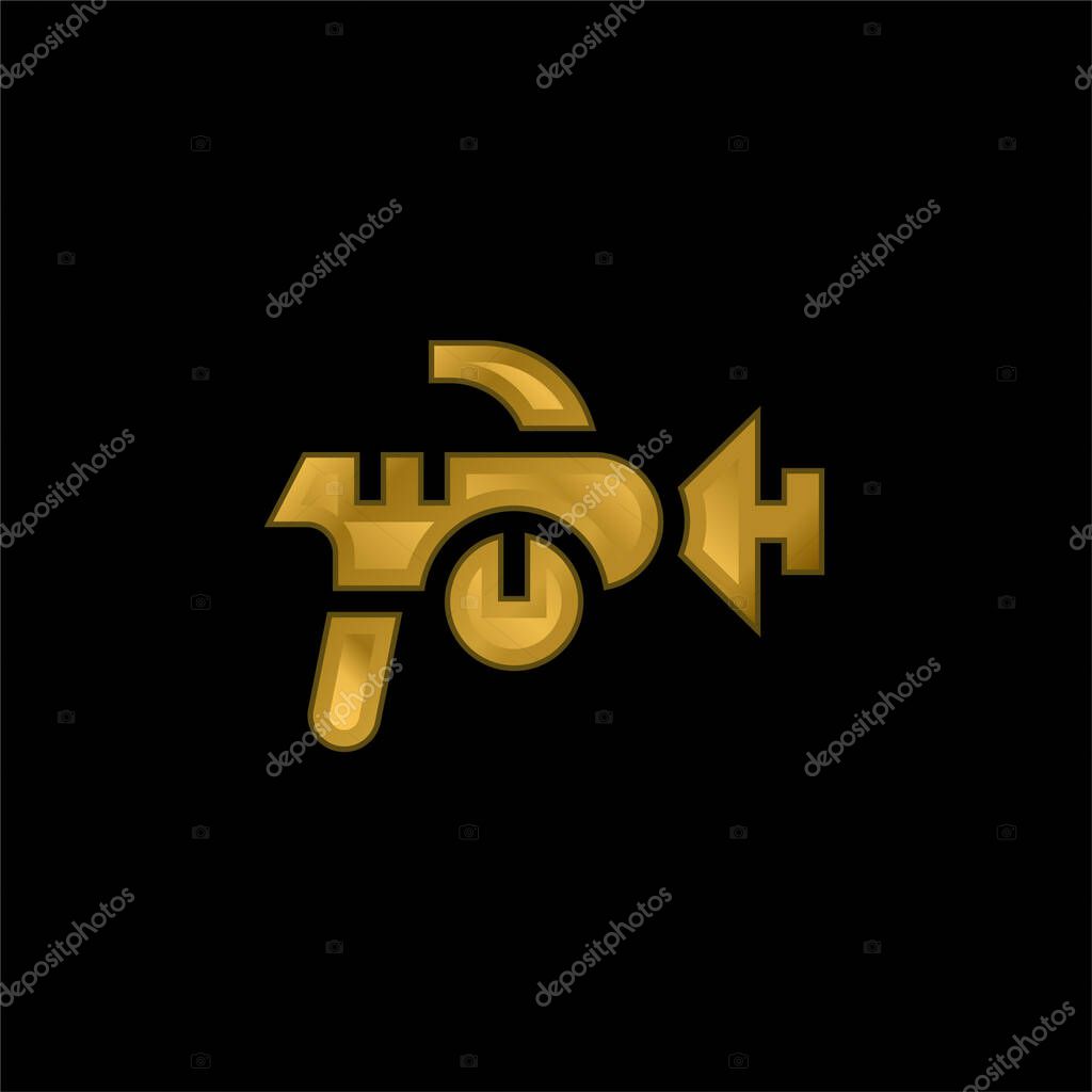 Blaster gold plated metalic icon or logo vector