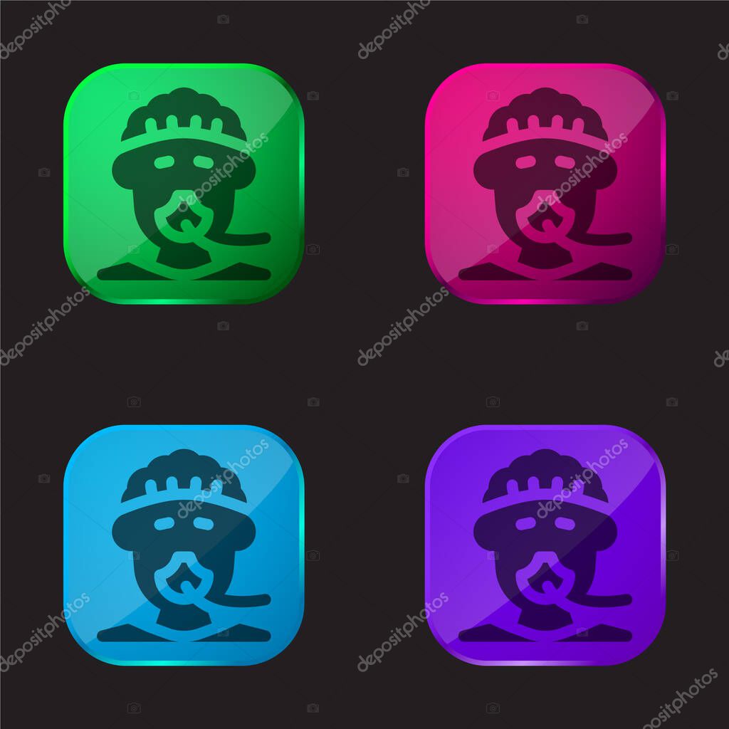 Anesthesia four color glass button icon