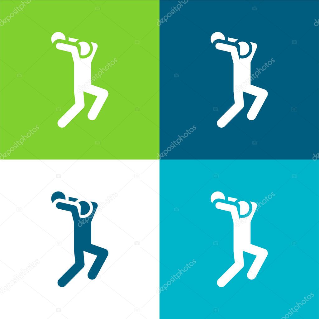 Basketball Player Flat four color minimal icon set