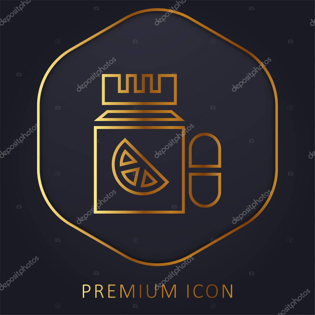 Bottle golden line premium logo or icon