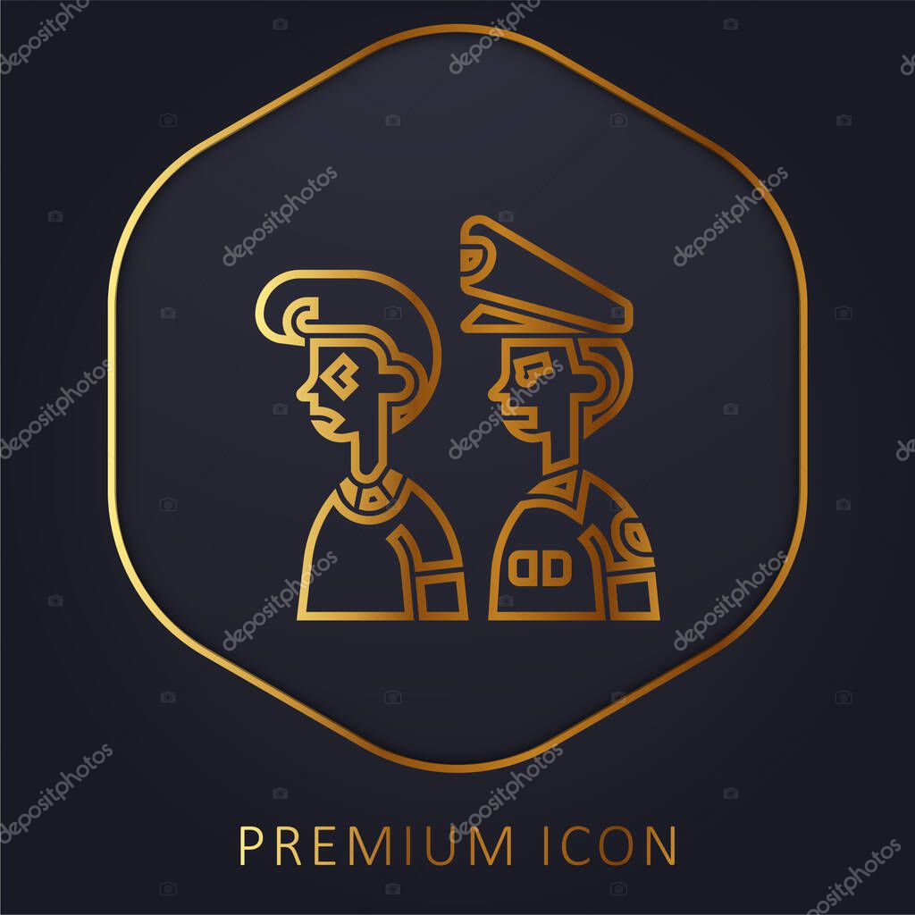 Arrested golden line premium logo or icon