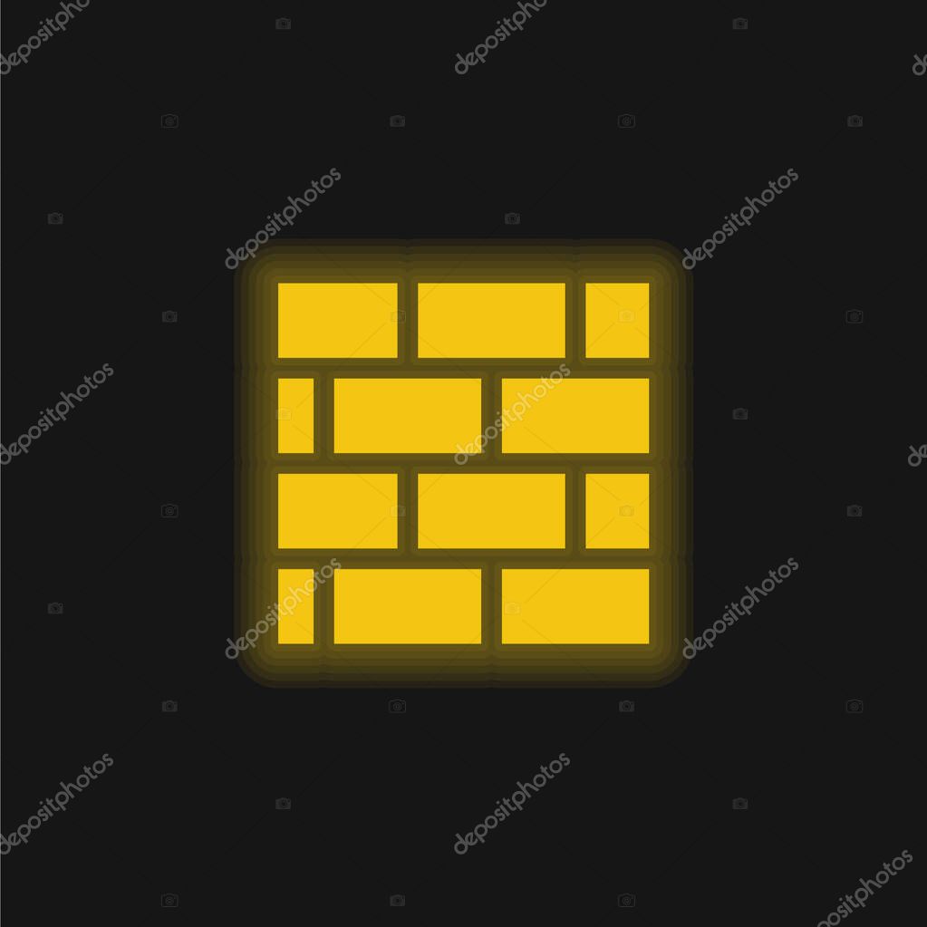 Brickwall yellow glowing neon icon