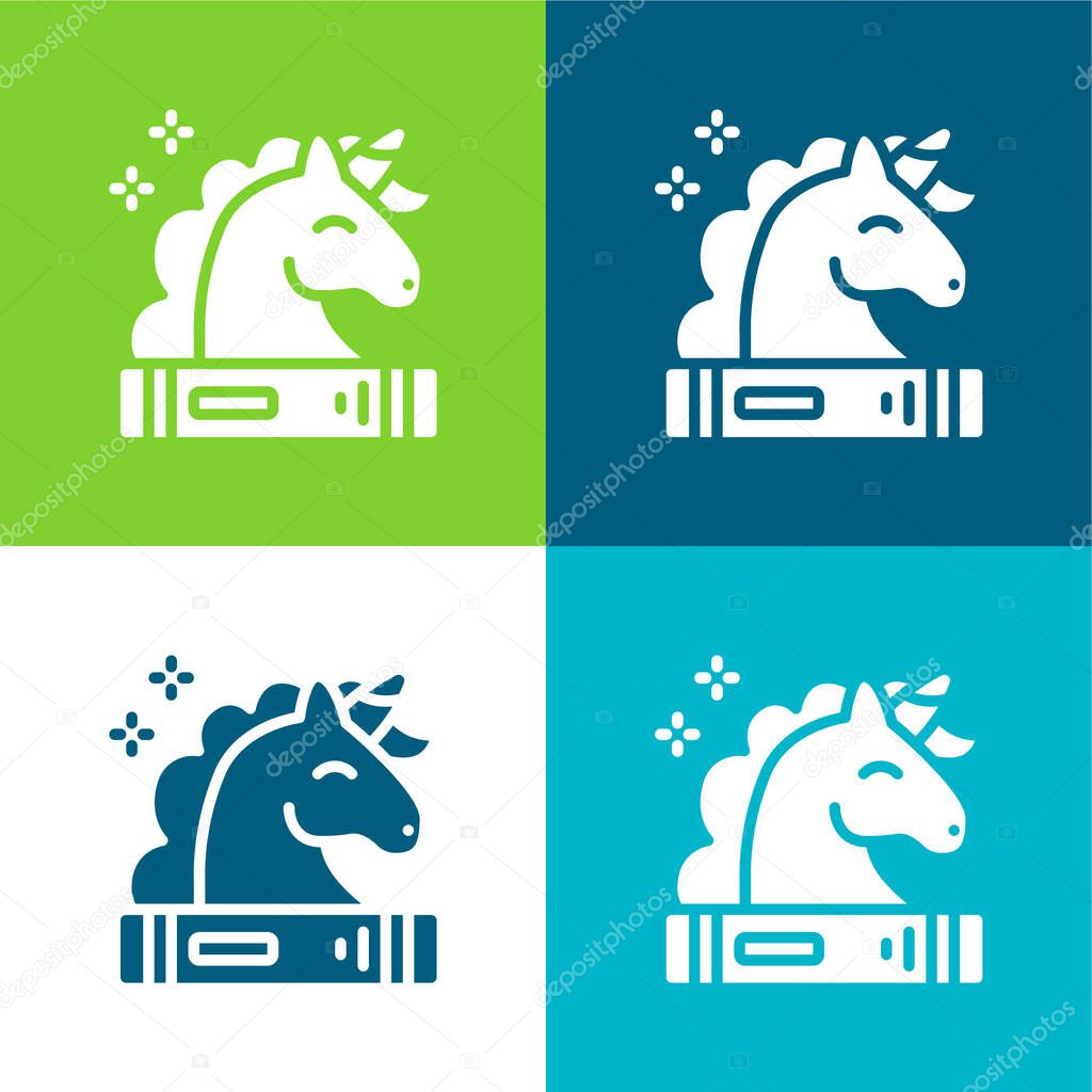 Book Flat four color minimal icon set