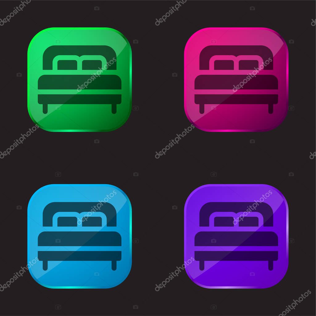 Bed four color glass button icon