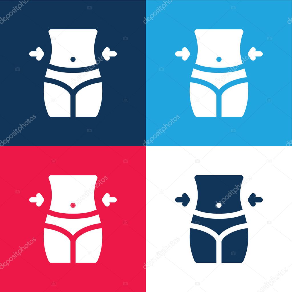 Belly blue and red four color minimal icon set