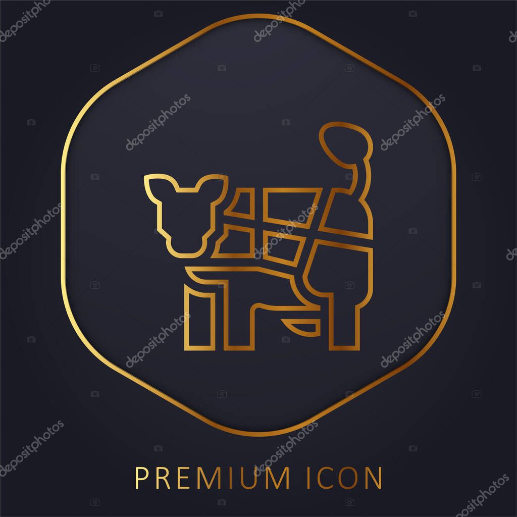 Beef golden line premium logo or icon