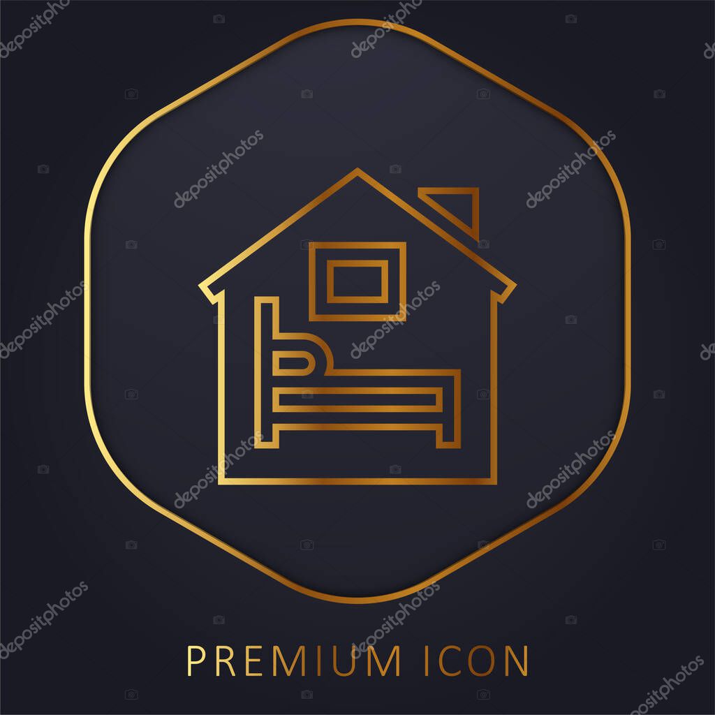 Accommodation golden line premium logo or icon