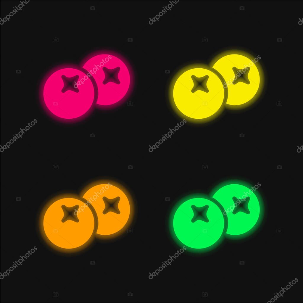 Berries four color glowing neon vector icon