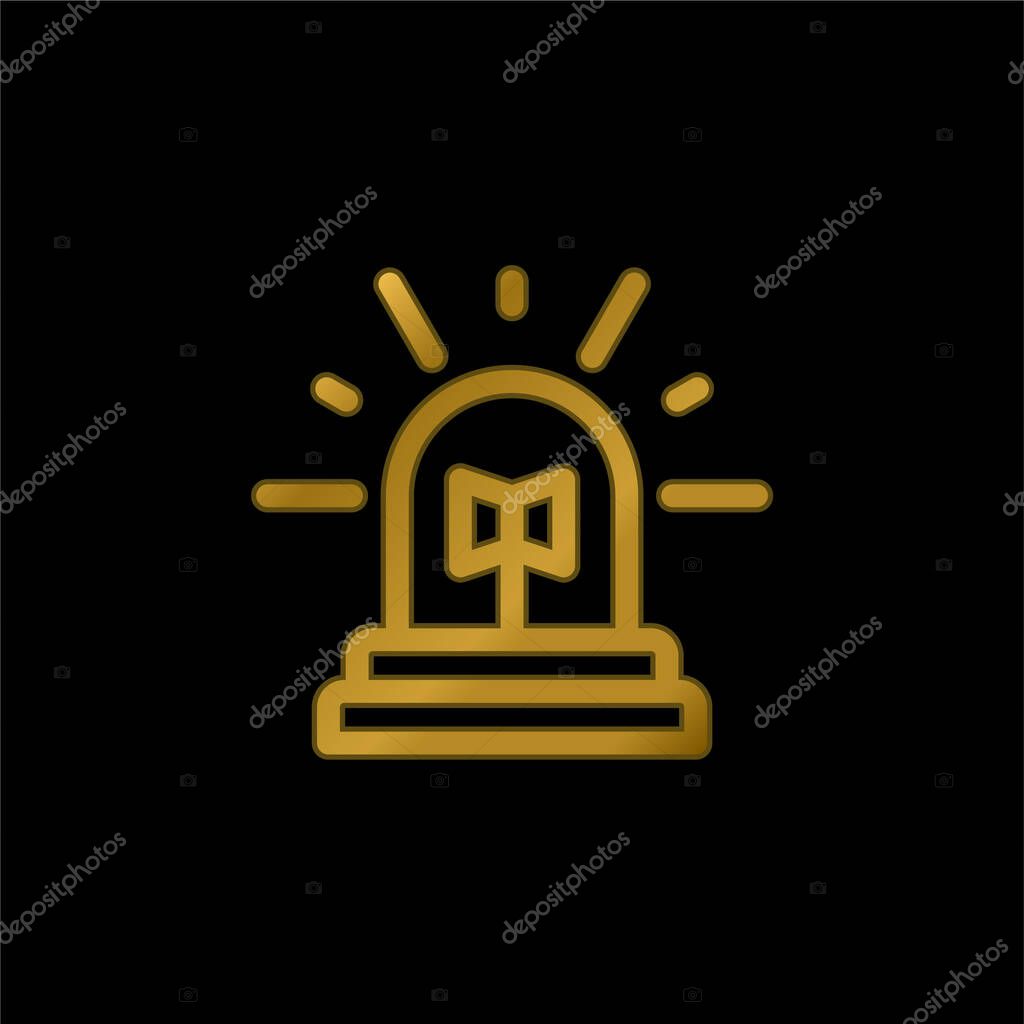 Alarm gold plated metalic icon or logo vector