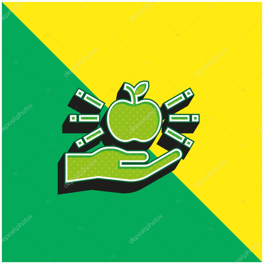 Apple Green and yellow modern 3d vector icon logo
