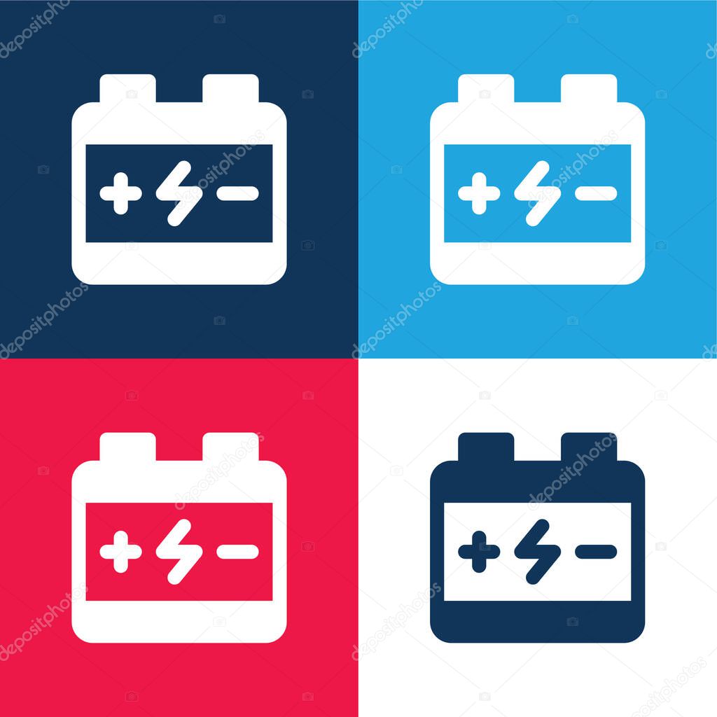 Battery blue and red four color minimal icon set