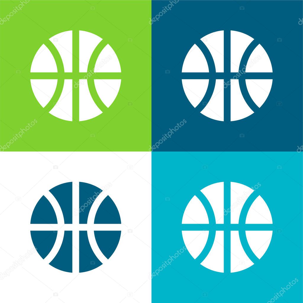 Basketball Flat four color minimal icon set
