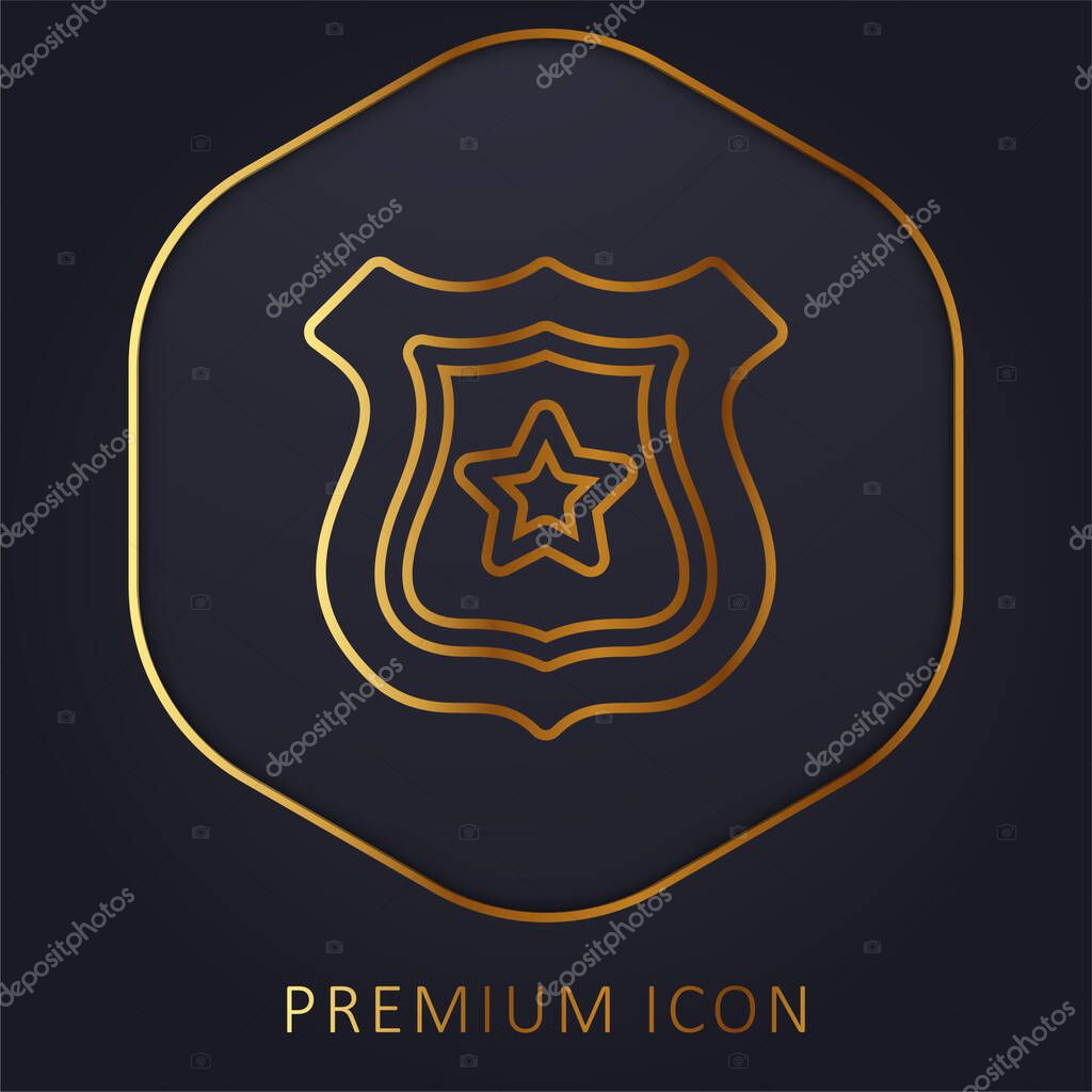 Badge golden line premium logo or icon