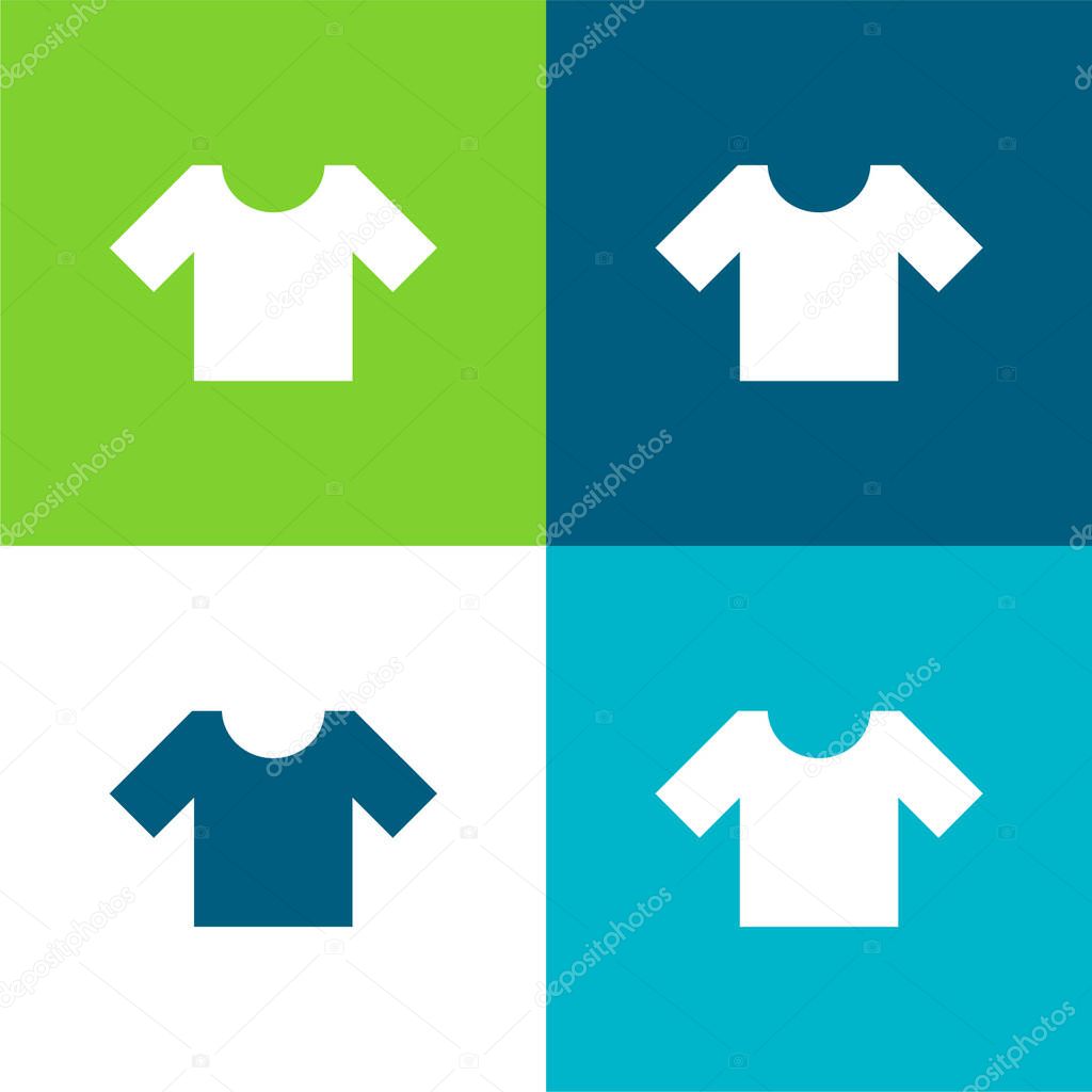 Basic T Shirt Flat four color minimal icon set