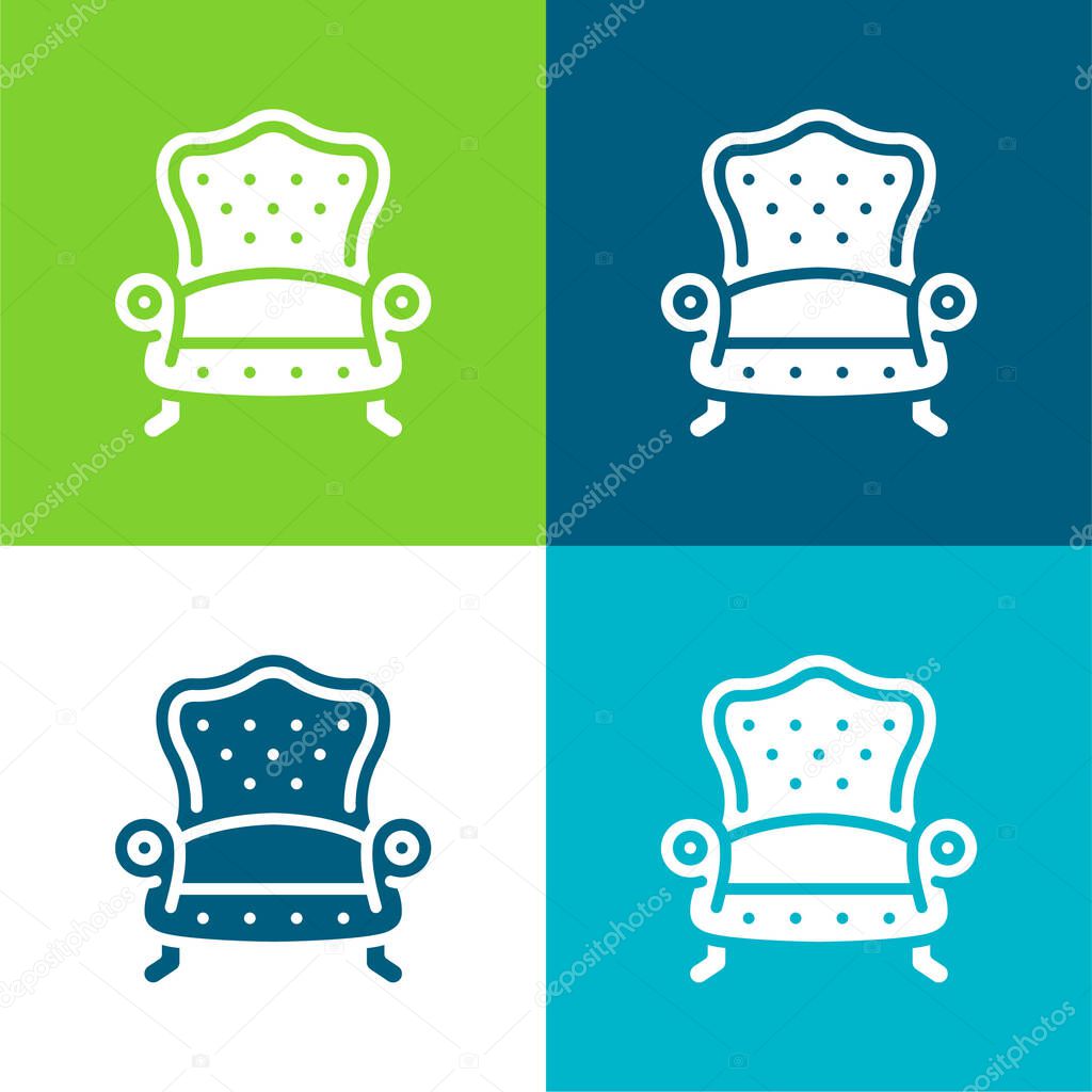 Armchair Flat four color minimal icon set