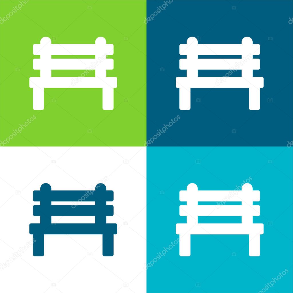 Bench Flat four color minimal icon set