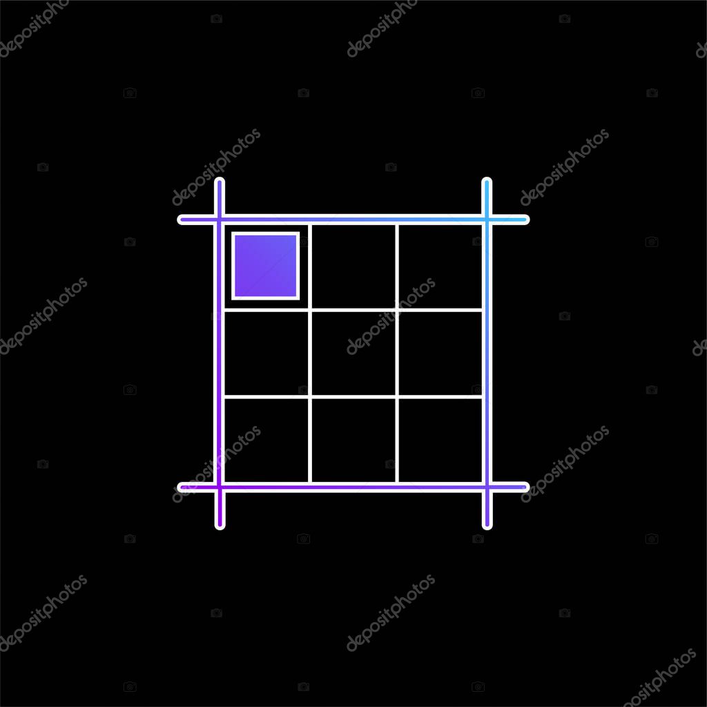 Boxed Layout With Mark On The Northwest Direction blue gradient vector icon