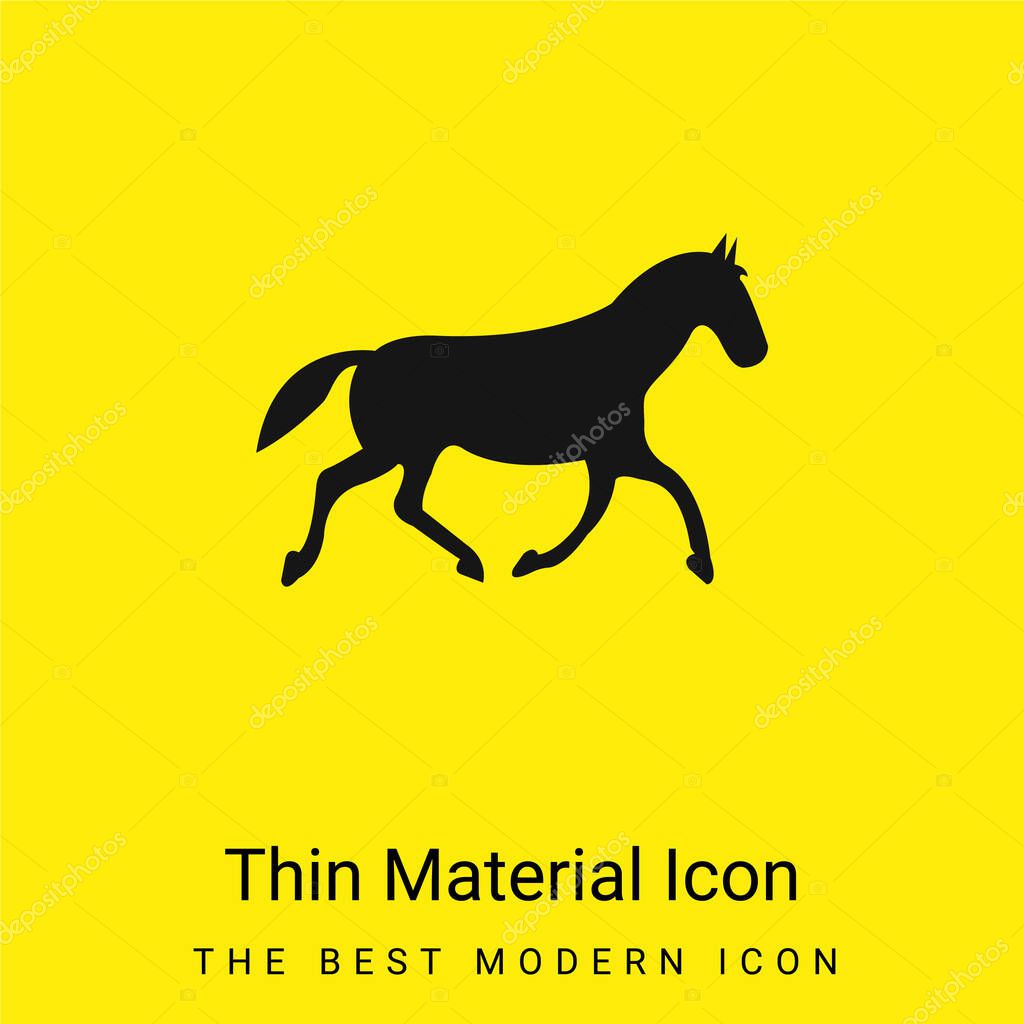 Black Race Horse Walking Pose minimal bright yellow material icon