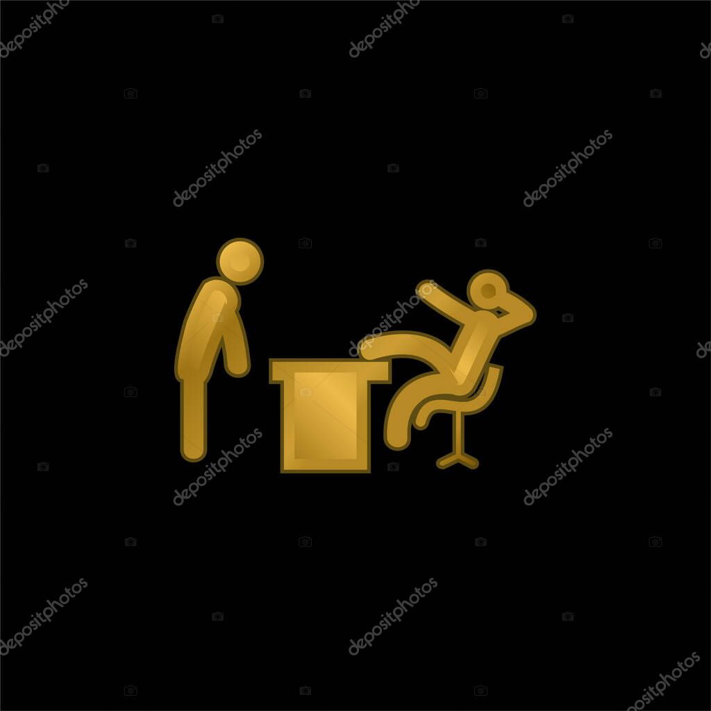Boss Office gold plated metalic icon or logo vector