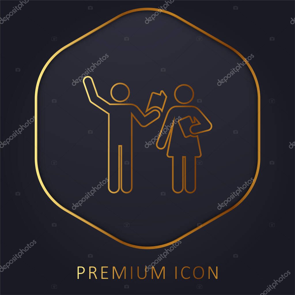 Acting Class golden line premium logo or icon