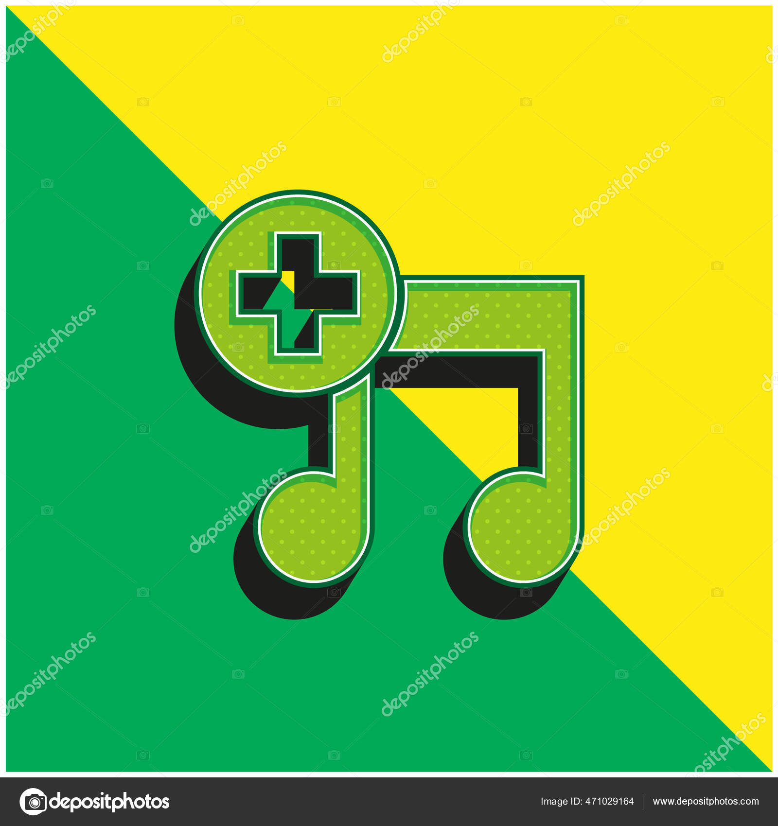 Add Song Interface Symbol Green Yellow Modern Vector Icon Logo Stock
