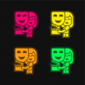 Vier Farben leuchtendes Neon-Vektor-Symbol