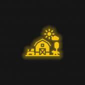 Barn yellow glowing neon icon