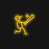 Baseballspieler gelbe leuchtende Neon-Ikone