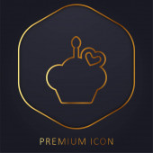 Narozeniny Muffin zlaté linie prémie logo nebo ikona