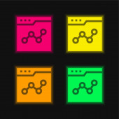 Analytics čtyři barvy zářící neonový vektor ikona