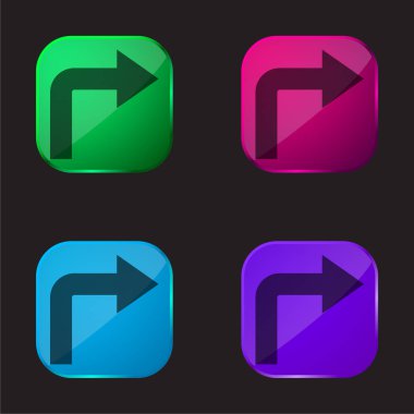 Ok Açısı Sağa Dön Dört Renkli Cam Simgesi